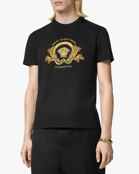 Tシャツ・カットソー VERSACE Men T Shirts 10084811A08489 1B000 Black Tシャツ・カットソー VERSACE Men T Shirts 10084811A084891B000