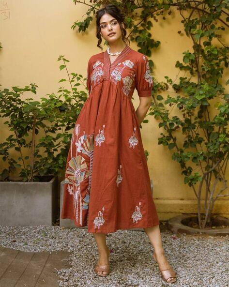 a line dresses for fall Dress Fashion Casual Women V-Neck Short Sleeve Long Floral Print Slim A-Line  Dress Fall Dresses For Women