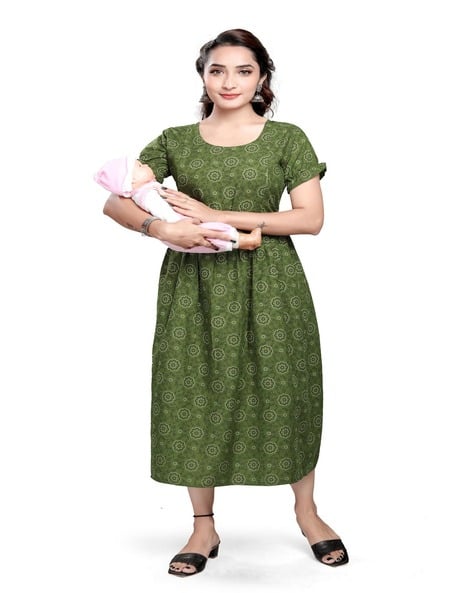 Mom&Bae Women Floral Flared Maternity Kurti