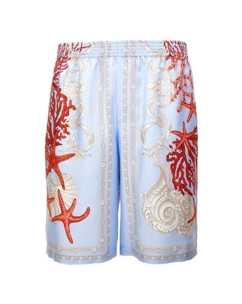 Buy VERSACE Barocco Sea Silk Shorts | Blue Color Men | AJIO LUXE