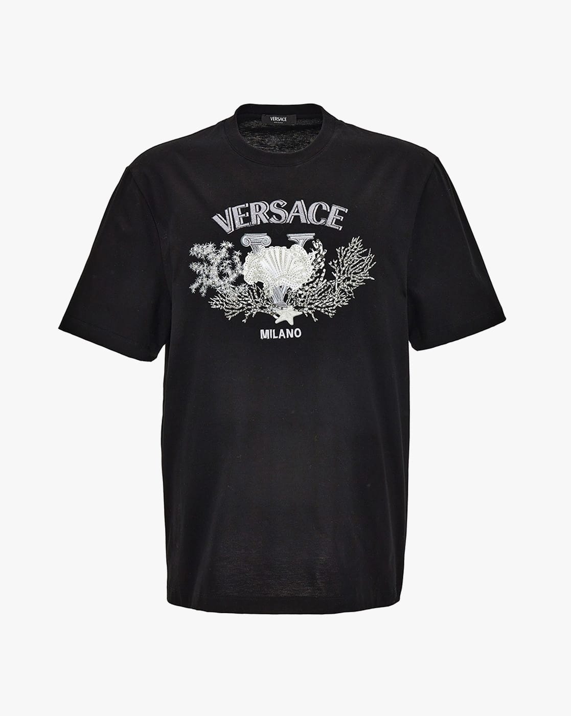 Tシャツ・カットソー Versace T-Shirt Versace Logo Embroidery Cotton Jersey -1117Wx1400H-410483357-1b000-