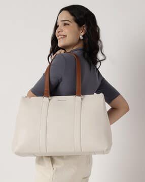 Women Colourblock Laptop Handbag-image-3