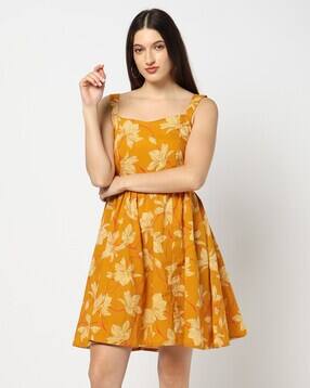 yousta Women Floral Print Sweetheart-Neck Fit & Flare Dress-picture-34