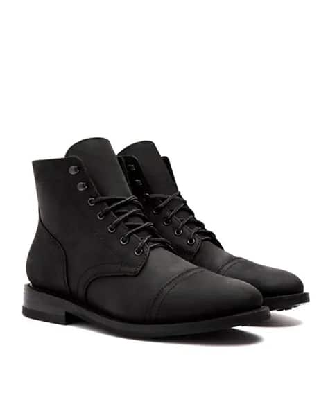 Buy Italian Shoes Men Round-Toe Boots with Lace Fastening