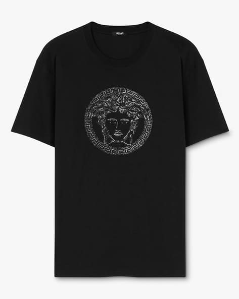 VERSACE Ｔシャツ Buy VERSACE Embellished Medusa Crew-Neck T-Shirt | Black Color