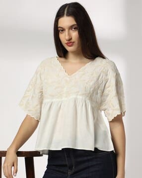 dnmx Women Tailored Fit Peplum Top with Cord Embroidery-picture-10