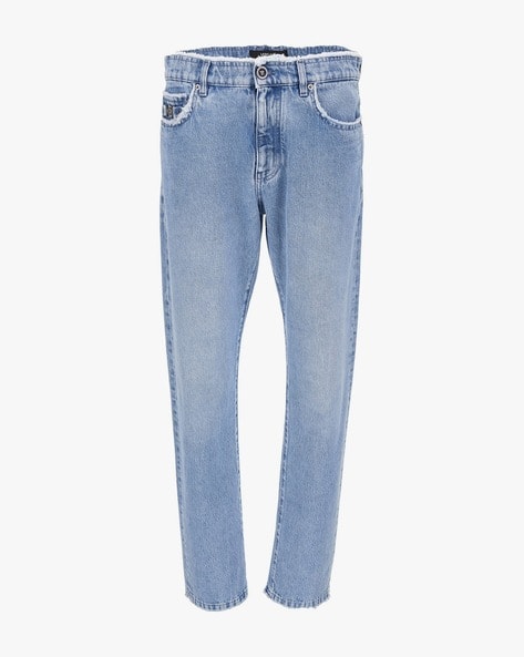 Buy VERSACE Frayed Regular Fit Jeans | Blue Color Men | AJIO