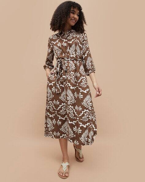 Fame forever by lifestyle Women Leaf Print A-Line Dress