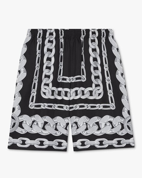 Buy VERSACE Twill Di Seta Stampa Medusa City Shorts | Black