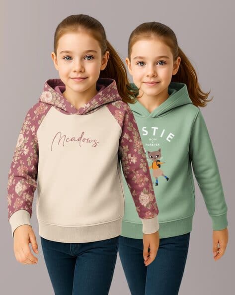 Hellcat Girls Pack of 2 Graphic Print Regular Fit Hoodies