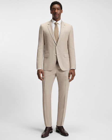 Buy BOSS Beckham X Virgin Wool Slim Fit Two-Piece Suit | Beige Color Men |  AJIO LUXE