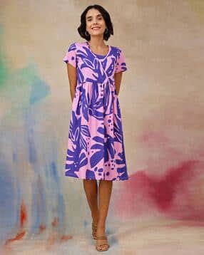 Women Cotton Zipless Feeding Dress-image-7
