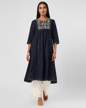 rangmanch by pantaloons Women Embroidered Flared Kurta-picture-42