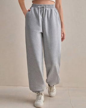 flynoff Solid Women Straight Joggers with Elasticated Drawstring Waist-picture-2
