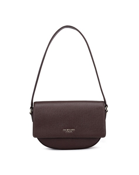 Da Milano Women Sling Bag Typographic Metal Accent