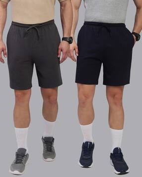 lux cozi Men Pack of 2 Regular Fit Knit Shorts-picture-31