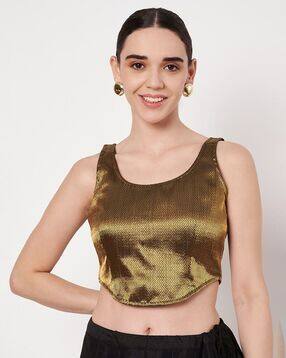 studiorasa Women Chevron Print Back-Open Blouse-picture-11