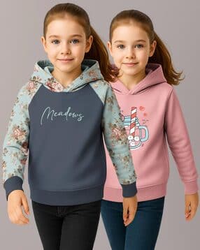 hellcat Girls Pack of 2 Floral Print Regular Fit Hoodies-picture-16