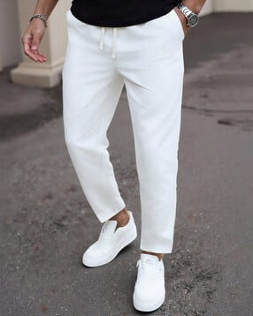 Men Straight Fit Track Pants with Elasticated Drawstring Waist-image-35