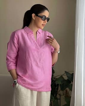 Women Collar-Neck Straight Tunic