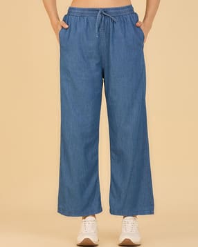 cefalu Women Loose Palazzos with Elasticated Waistband-picture-11