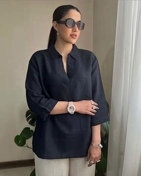 Women Collar-Neck Straight Tunic