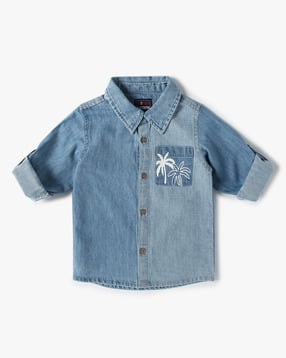 Boys Printed Regular Fit Shirt with Patch Pocket
