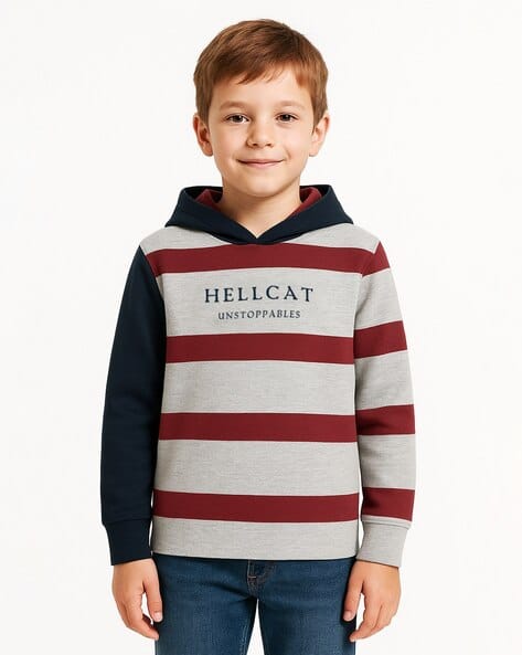Hellcat Striped Round-Neck Hoodie