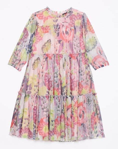 ALLEN SOLLY Girls Micro Print Dress