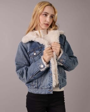 american eagle Women Sherpa Denim Jacket-picture-24