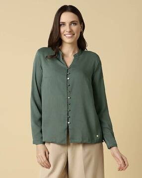 allen solly Women Mandarin-Collar Regular Fit Shirt-picture-43