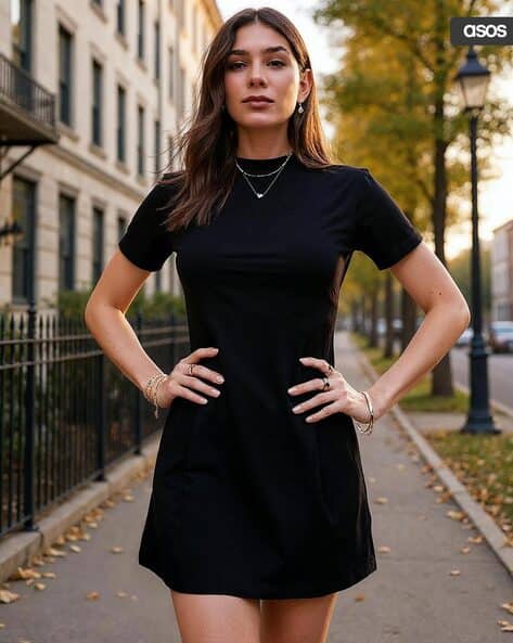 Buy ASOS DESIGN Open Back A-Line T-Shirt Mini Dress Online | Ajio.com