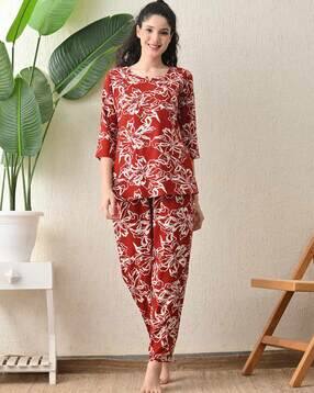 ichaa Women Floral Print Top & Pyjamas Set-picture-50