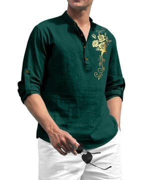 fifth u Men Floral Print Regular Fit Short Kurta-picture-53