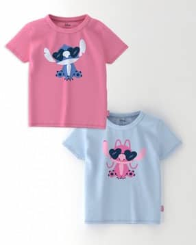 nauti nati Girls Pack of 2 Graphic Print Crew Neck T-Shirt-picture-22