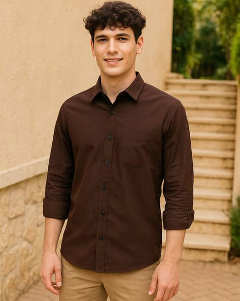 Buda Jeans Co Men Regular Fit Shirt with Curved Hem