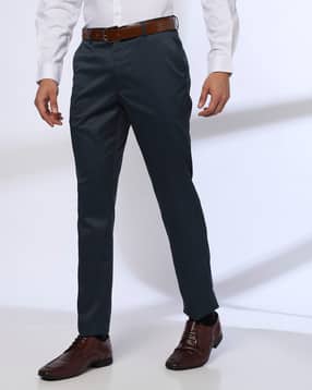 john players Men Slim Fit Flat-Front Trousers-picture-40