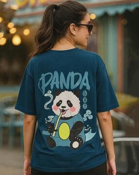fabflee x ag Women Panda Print Regular Fit Crew-Neck T-Shirt-picture-28