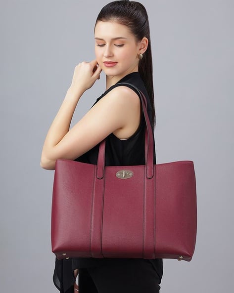 Women Logo Embossed Tote Bag with Double Handle