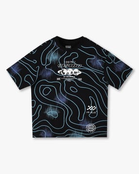 Boys All-Over Print Relaxed Fit Crew-Neck T-Shirt