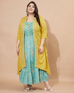 svaraa Women Embroidered Anarkali Kurta with Shrug-picture-14