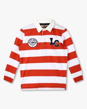 Boys Striped Regular Fit Polo T-Shirt