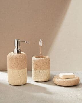 Set of 3 Ceramic Soap Dispenser & Holder