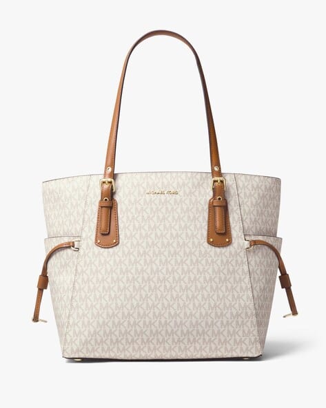 Buy Michael Kors Voyager Medium Logo Tote Bag White Color Women
