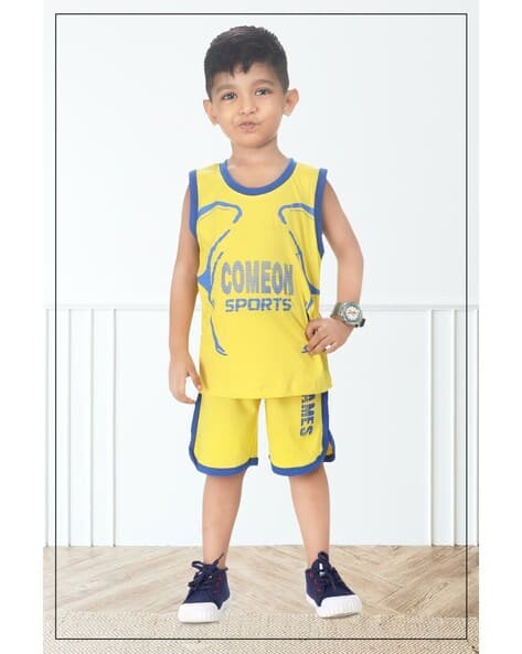 New Gen Boys Typographic Print Shorts & T-Shirt Set