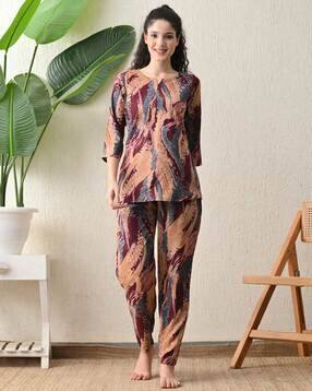 Women Printed Top & Pyjamas Set