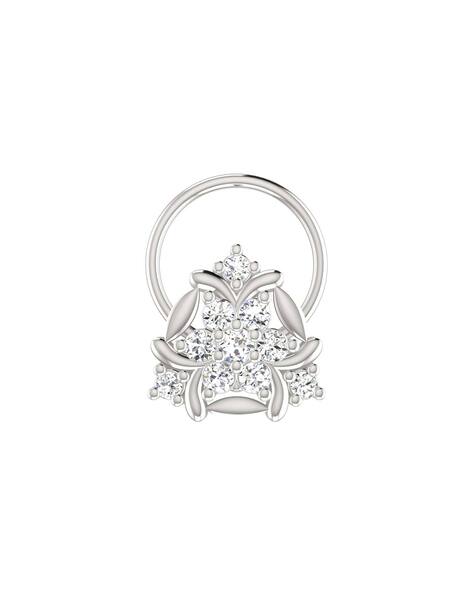 Avsar Women White Gold Diamond-Studded Minal Nose Pin