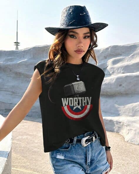 Clafoutis Women Typographic Print Loose Fit Round-Neck T-Shirt