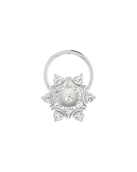 Avsar Women White Gold Diamond-Studded Mira Nosepin-AVNO115WA