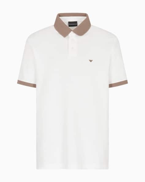 Contrasting Knit Trim Cotton Regular Fit Pique Polo T-Shirt